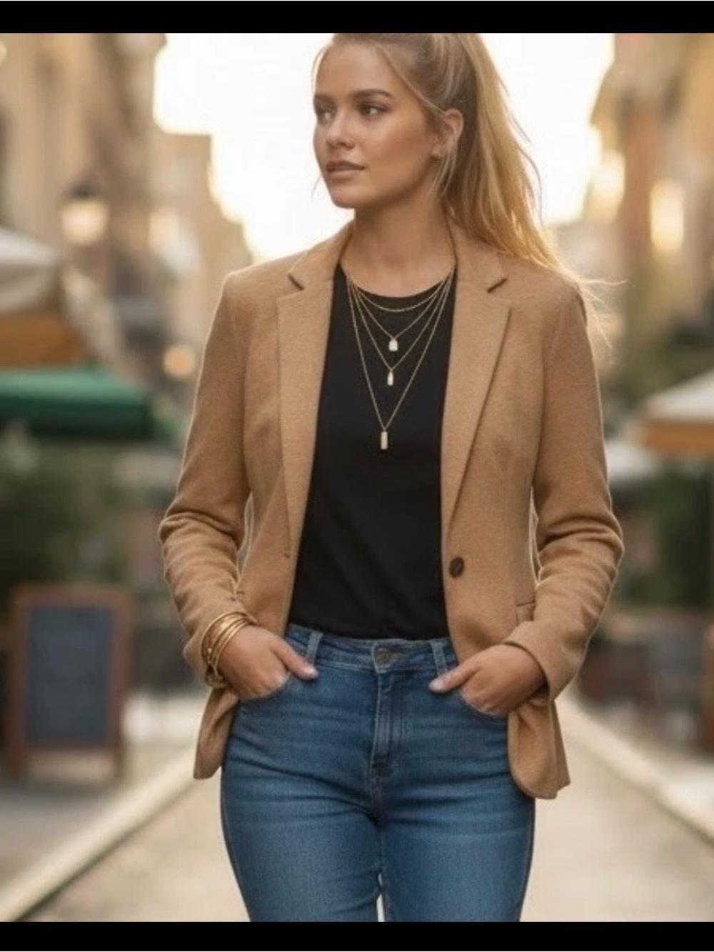 J. Crew Schoolboy Womens Medium Sweater Blazer Heather Acorn Tan Cotton